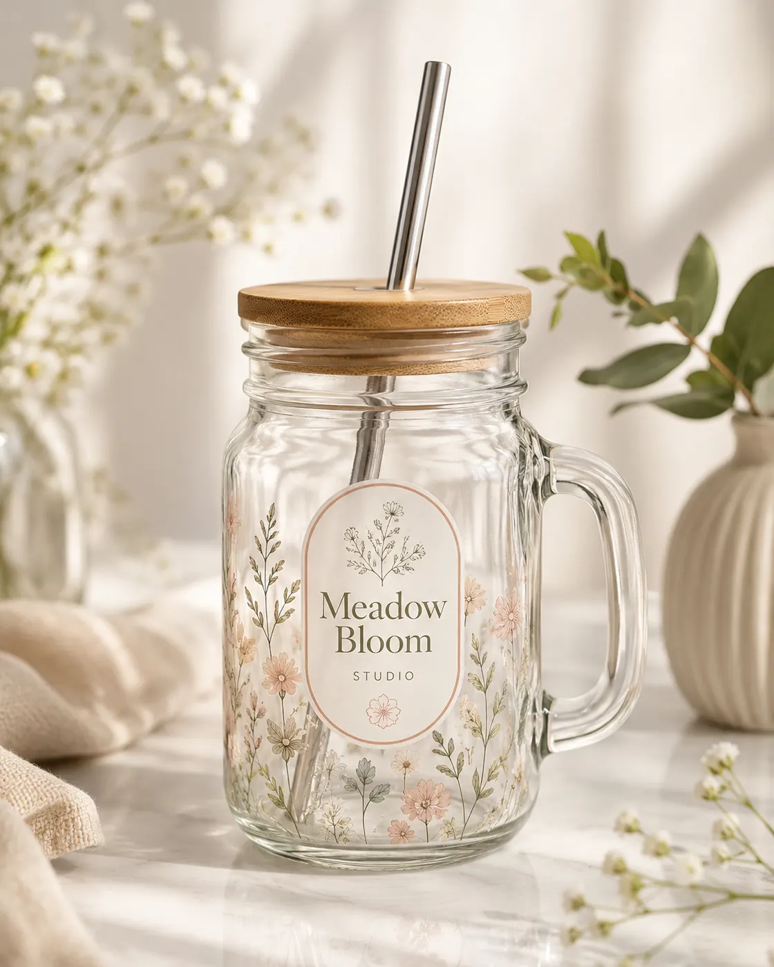 [PROMO-12PK-16OZ-MASON-JAR-MUG] 12 Pack 16 oz Mason Jar Mug with Handle